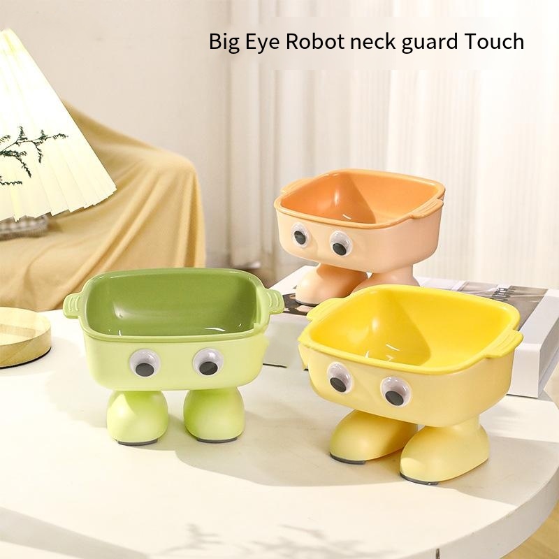 Big eye robot neck guard cat bowl water food one neck guard against spilling