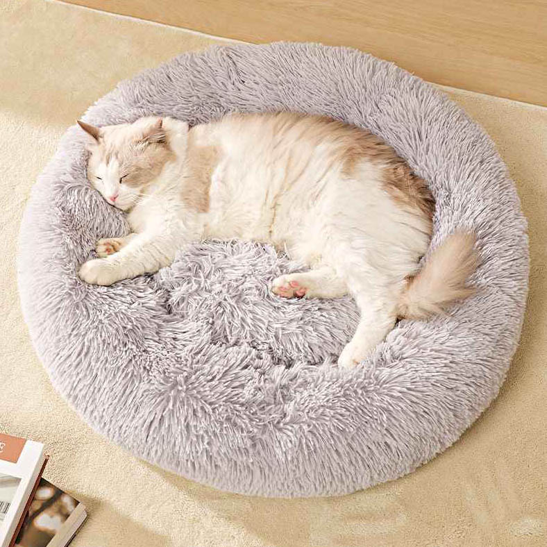 Cat and Dog Universal Long Plush Round Pet Nest