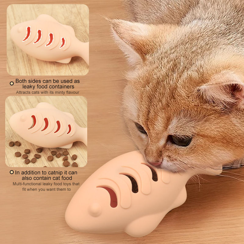 Kitty toy silicone fish get high with a cat-teasing stick