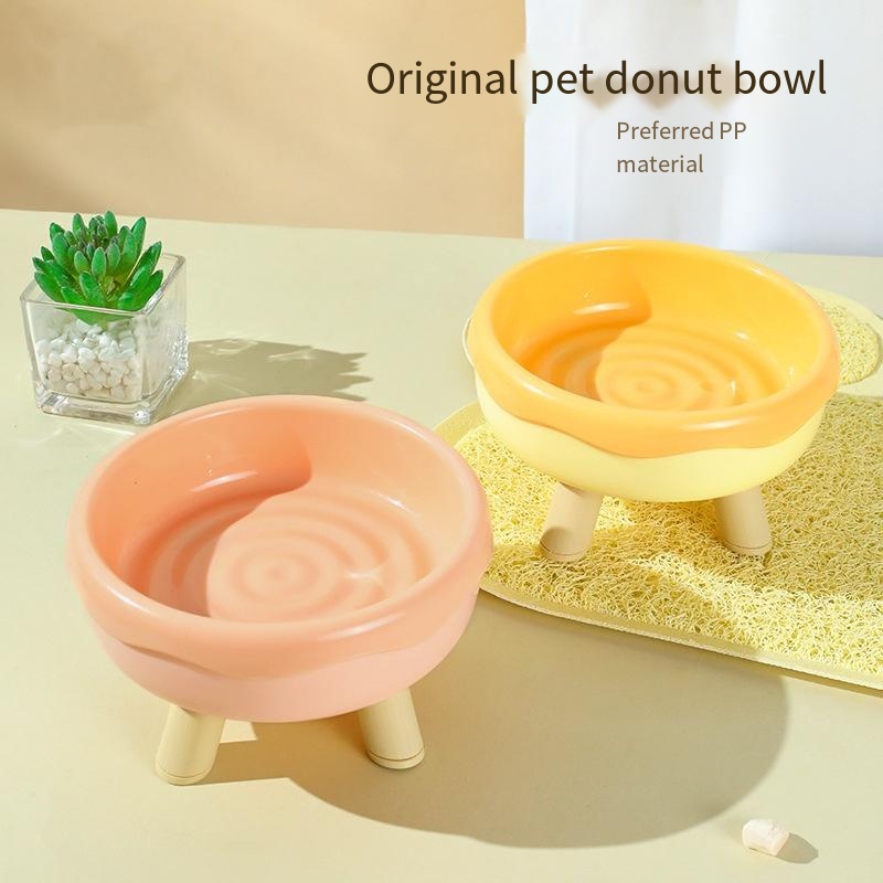 Pet cat bowl donuts four-legged bowl cat food bowl