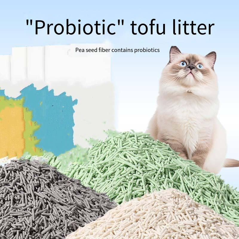 Plant tofu Cat litter 6L Probiotic deodorizing cat litter absorbent claps can flush toilet plant pea cat litter