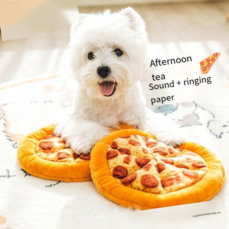 Simulated pizza dog bite sound toy