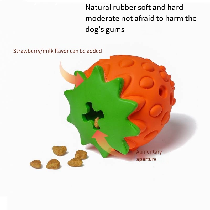 Strawberry-shaped pet chew tooth puzzle rubber leaky toy