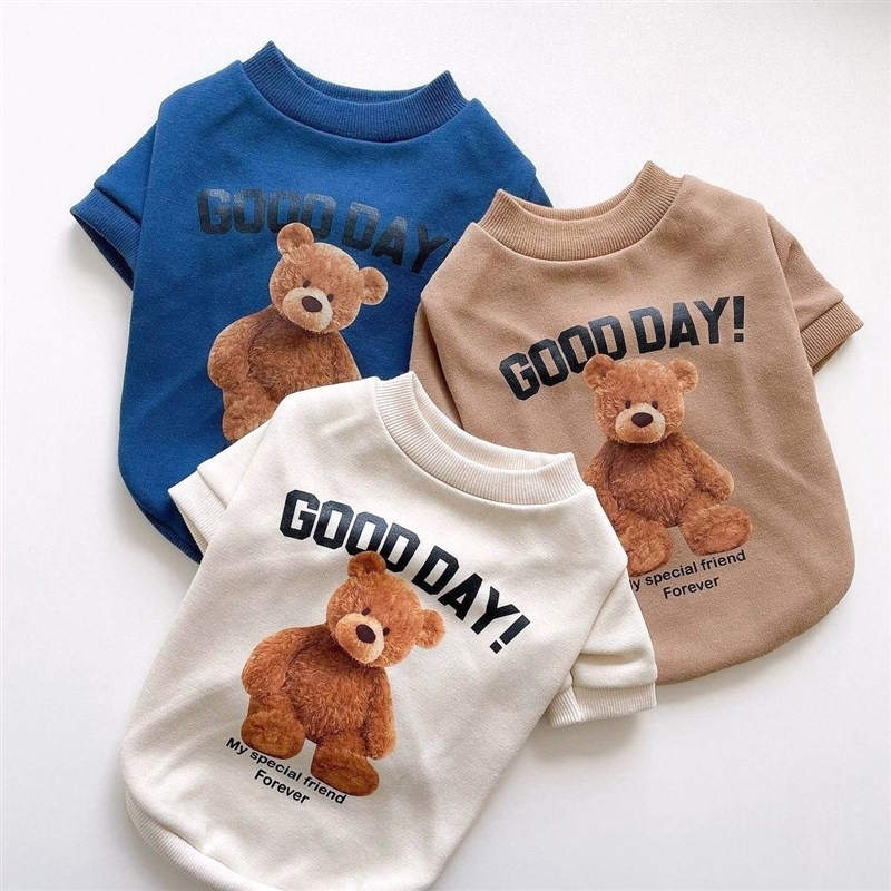 Teddy bear print cat clothes dog clothing new autumn and winter