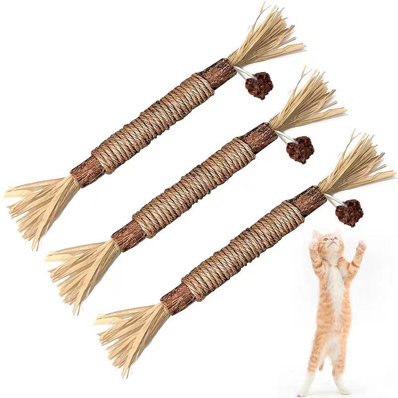 Wooden polygonum cat peppermint cat toy molar stick